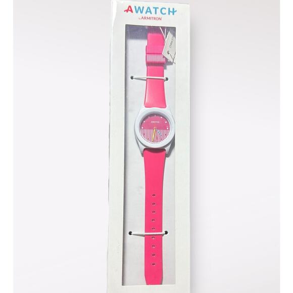 NIB AWatch Trendy Colorful Pink Watch Polyurethane Strap Water Resistant‎ Work - Picture 1 of 6
